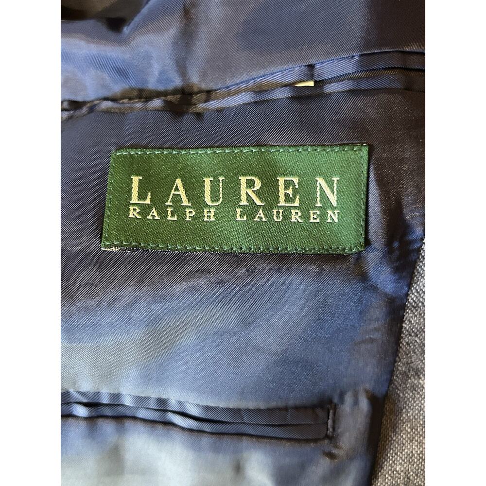 Lauren Ralph Lauren Jacket Mens 44 L Blue Plaid Silk Wool Blazer Pockets Formal - Picture 8 of 9